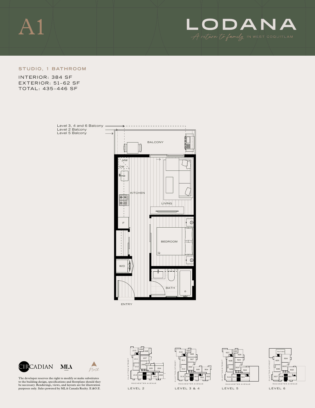 A1 · Studio, 1 bathroom floor plan