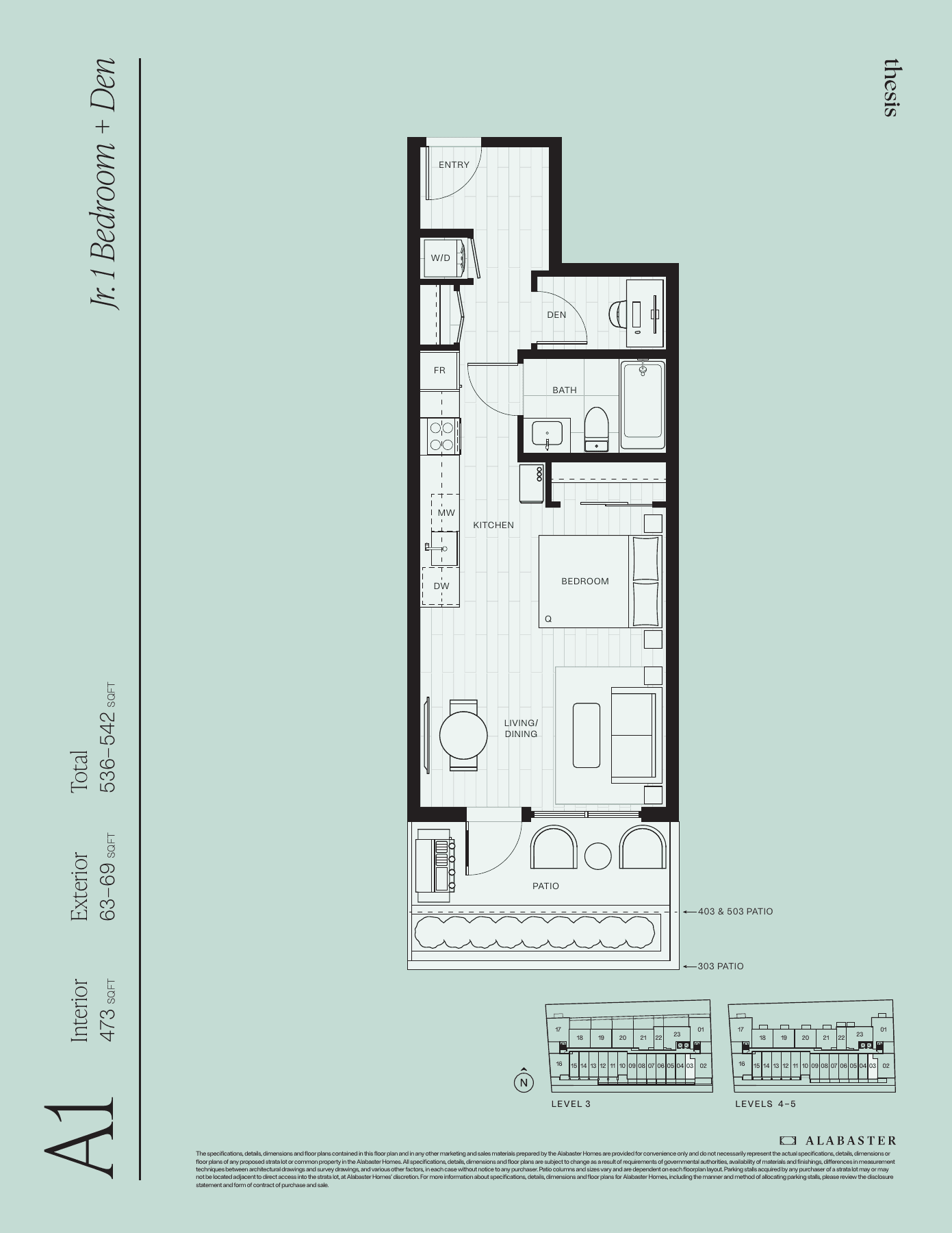 A1 · Junior 1 bedroom + den floor plan